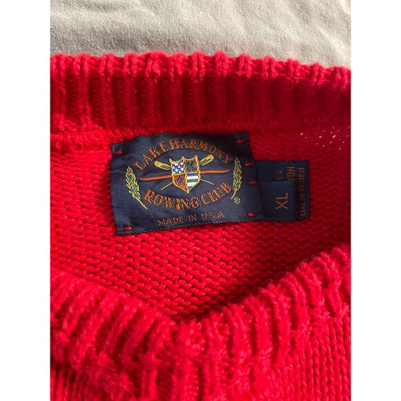 Vtg. Lake Harmony Rowing Club SZ XL Mens Red 100% Cotton Sweater - Picture 4 of 9